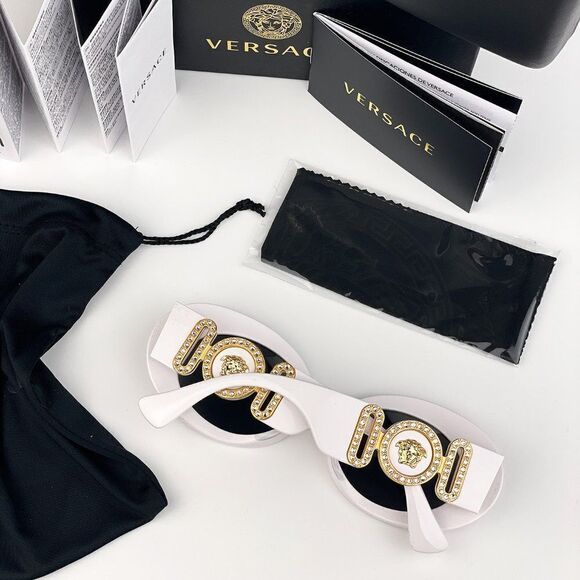 NEW Versace VE4426BU 314/87 MAXI MEDUSA BIGGIE White Dark  Gray Oval Sunglasses - Picture 10 of 12